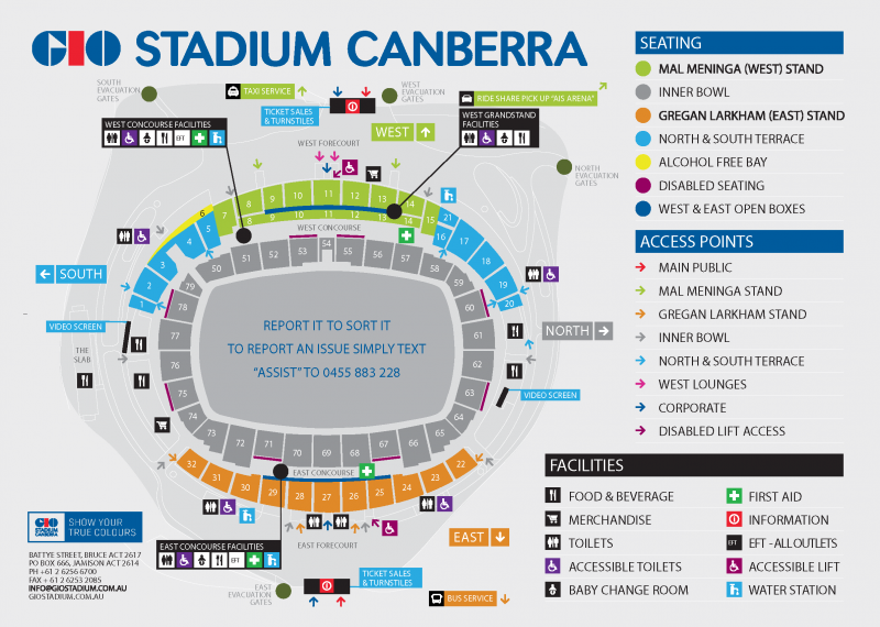 Seating Plan Gio Stadium Canberra