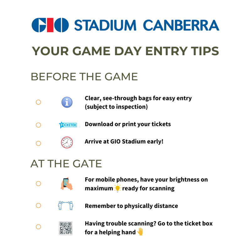 Game Day Entry Tips GIO Stadium